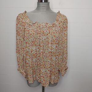 Cynthia Rowley floral peasant blouse M